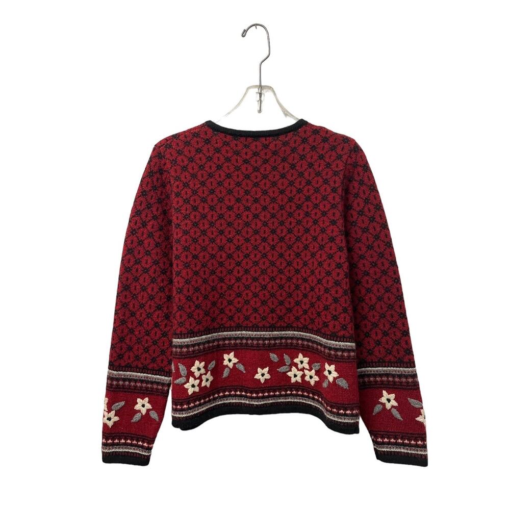 VTG Woolrich Red Cardigan Sweater 100% Wool Nordic Style Women's Size Small - Picture 2 of 6